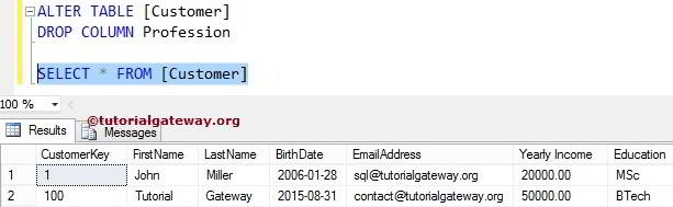 ALTER TABLE DELETE COLUMN 2