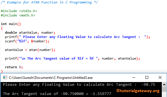 ATAN Function Example 1