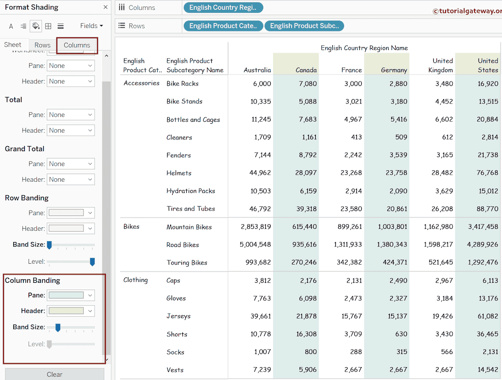 Add Alternative Column Colors to Table, Matrix, or Crosstab 2