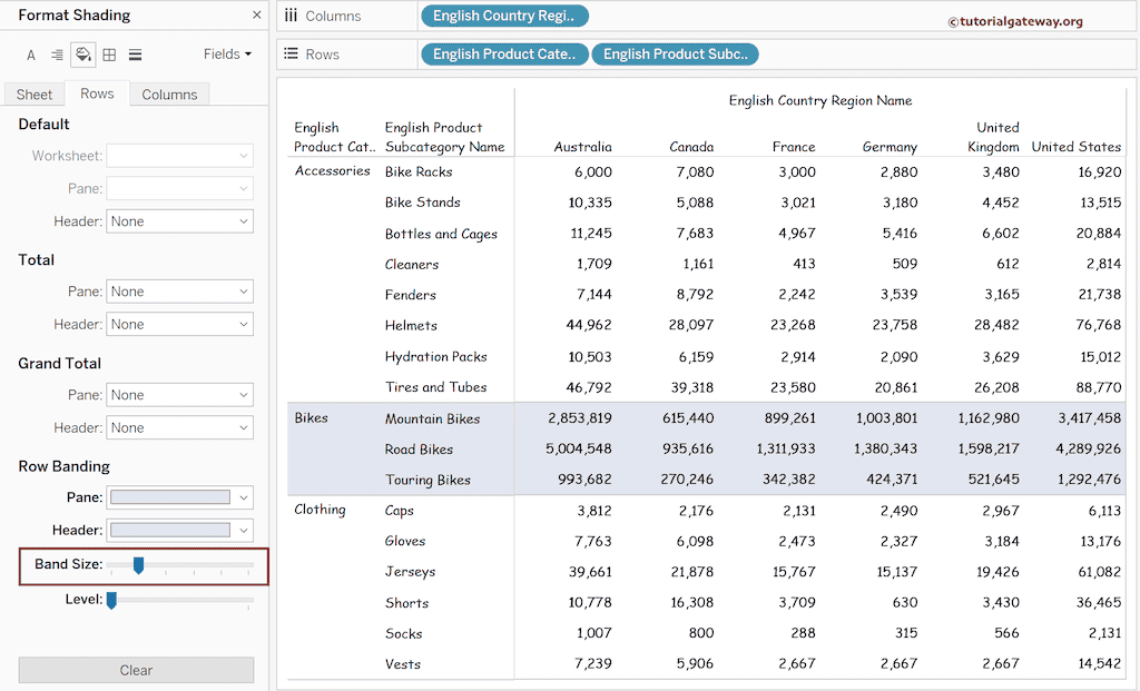 Add Alternative Row Color in Tableau Matrix or cross tab