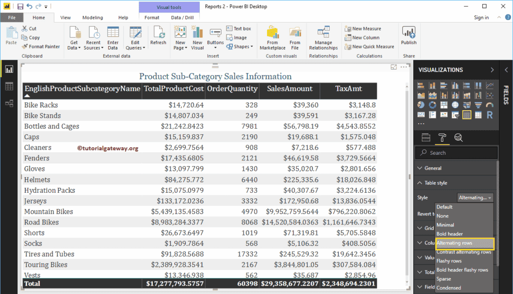 Add Alternative Row Colors to Power BI Table 3