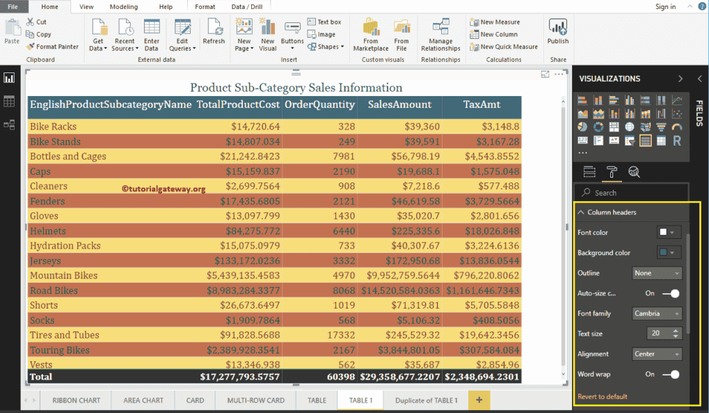 Add Alternative Row Colors to Power BI Table 9