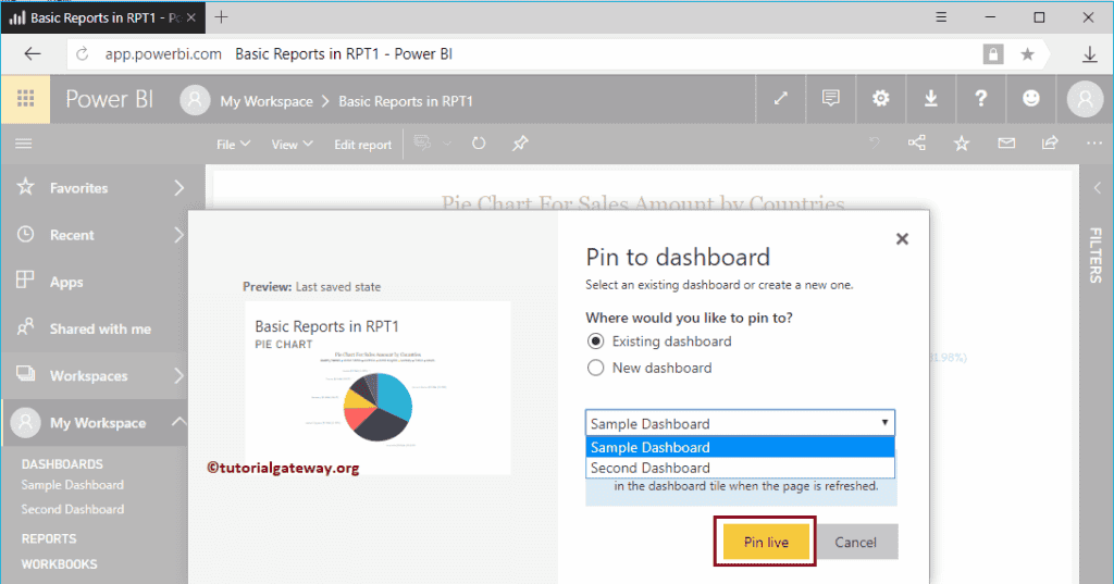 Choose the Dashboard from Drop Down Menu 7