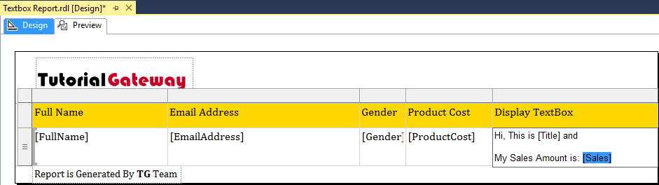 Add TextBox to Report 16