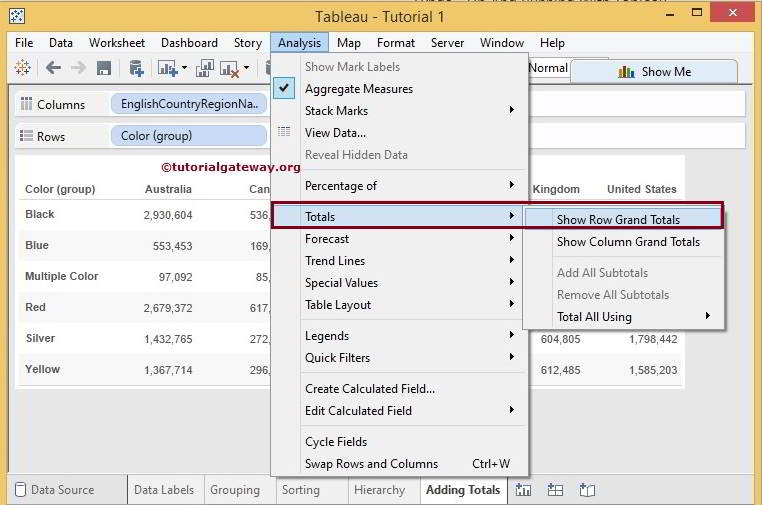 Add Totals and Subtotals in Tableau 1