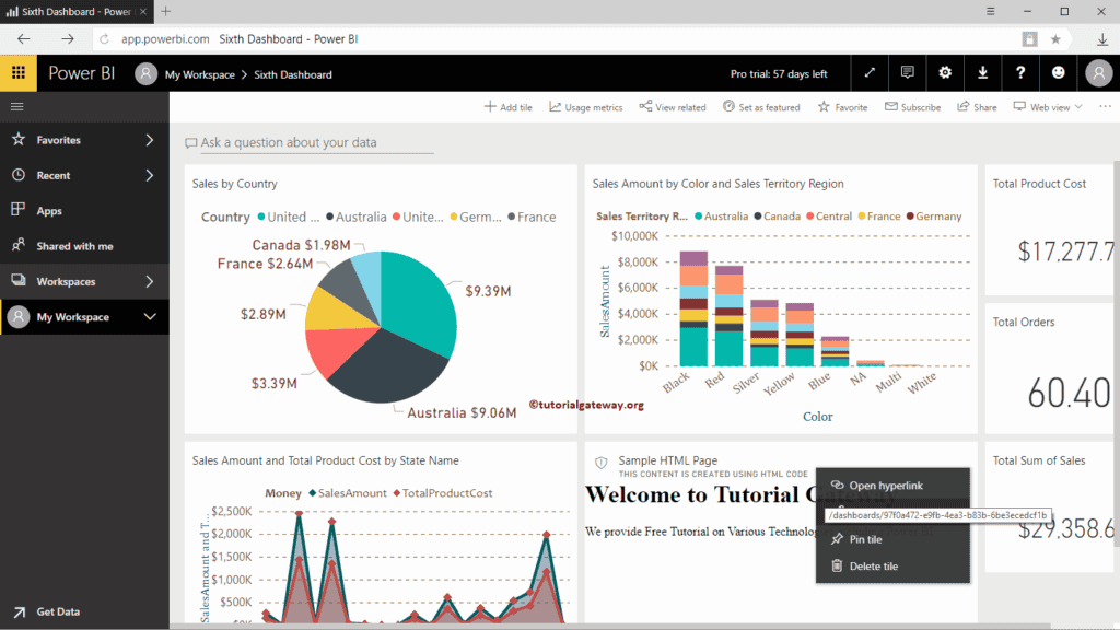 Add Web Content to Power BI Dashboard 2
