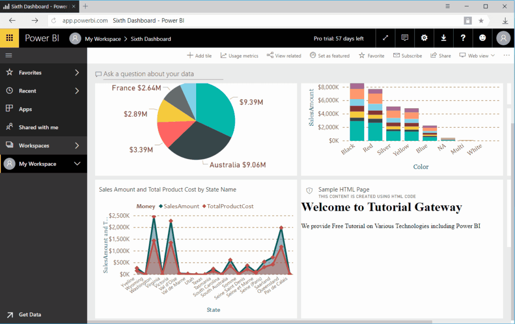 Add Web Content to Power BI Dashboard 1