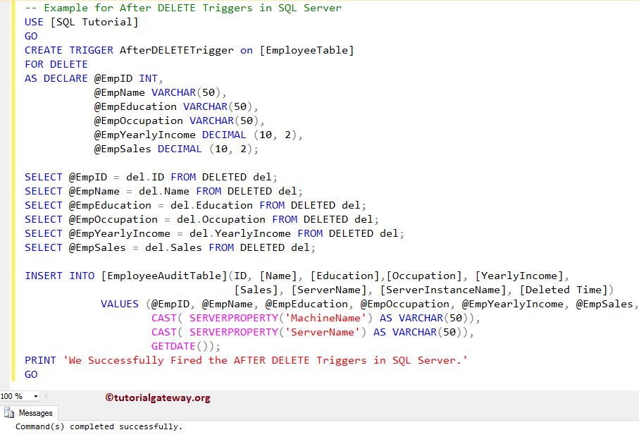 After DELETE Triggers in SQL Server 2