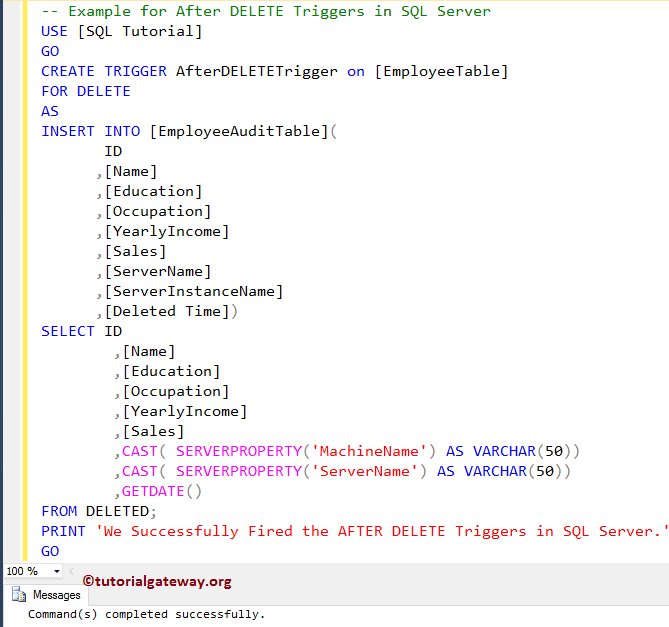After DELETE Triggers in SQL Server 7