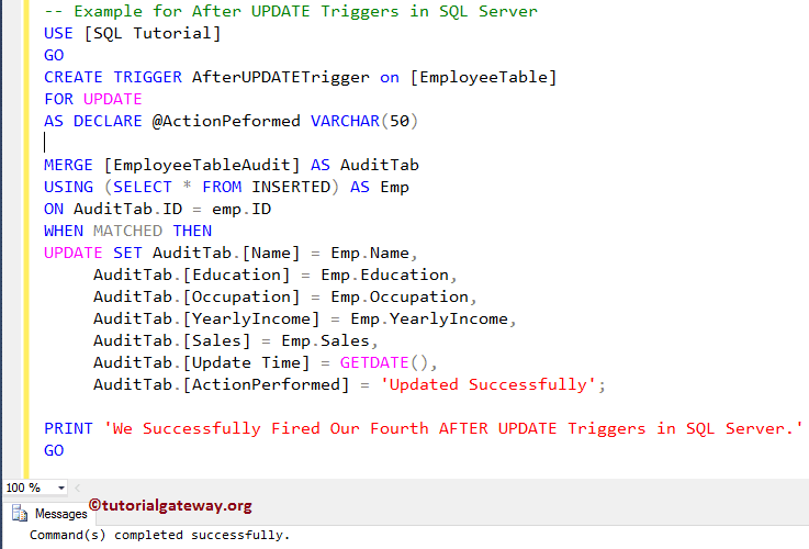 After UPDATE Triggers in SQL Server 14