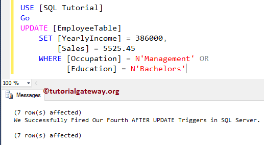 After UPDATE Triggers in SQL Server 15