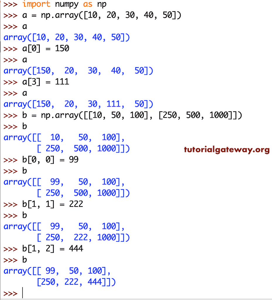 Alter Python Numpy ndarray Array Items