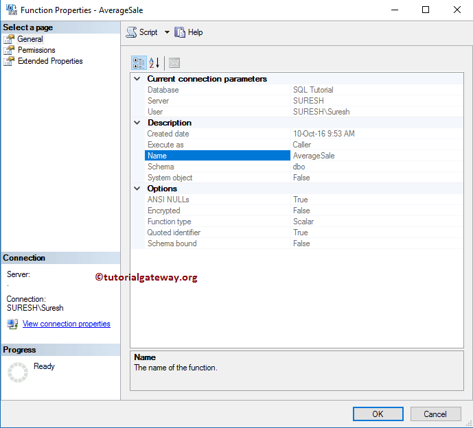 Function Properties General Tab 5