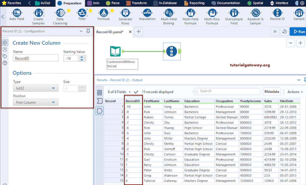 Choose Start Value as Negative