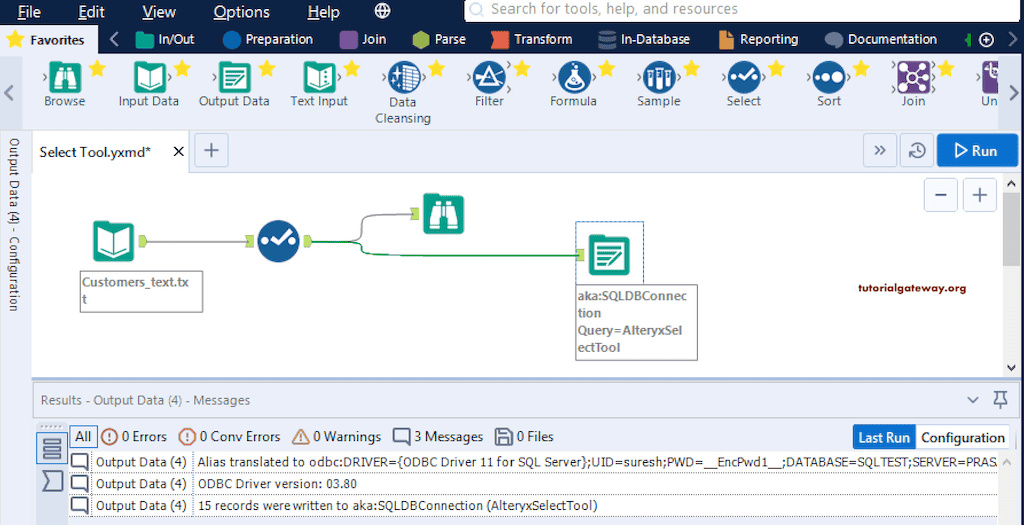 Run the Select Tool - Datatype Conversion