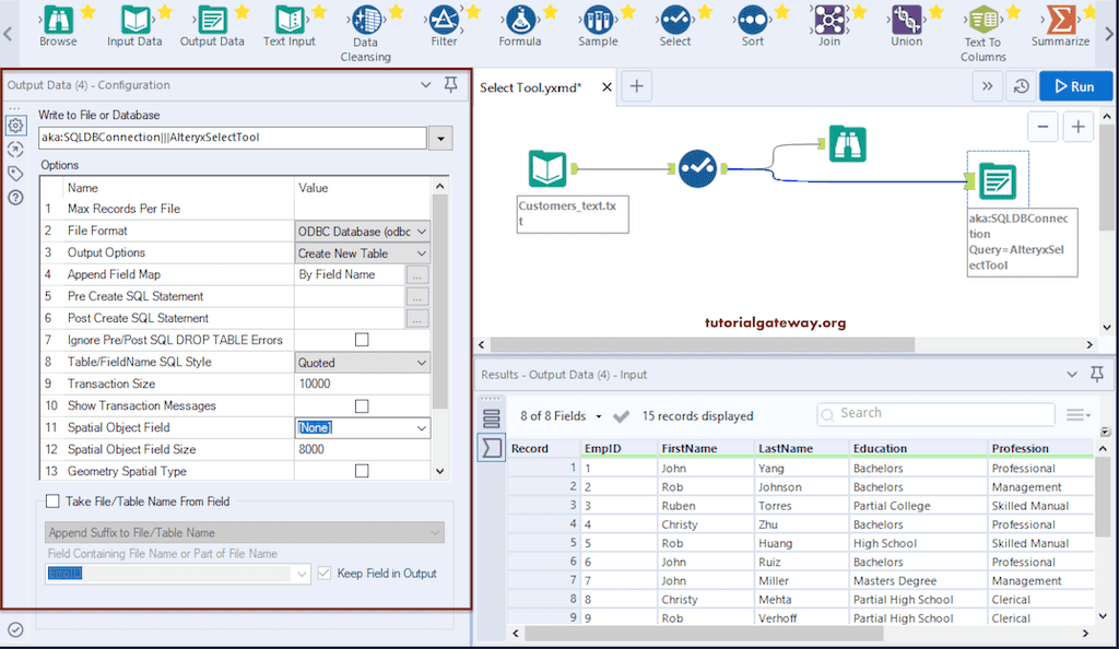Settings to Write to File or Database options