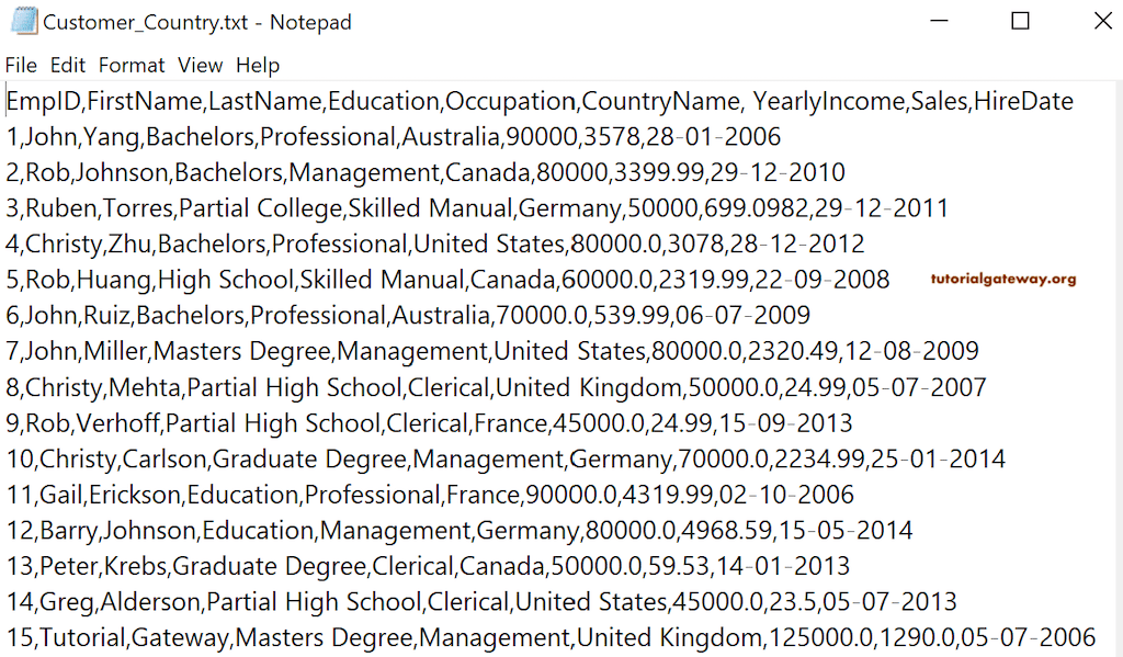 Choose the Text File