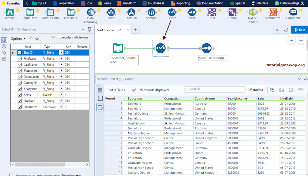 Use the Select tool to change the Numeric data type