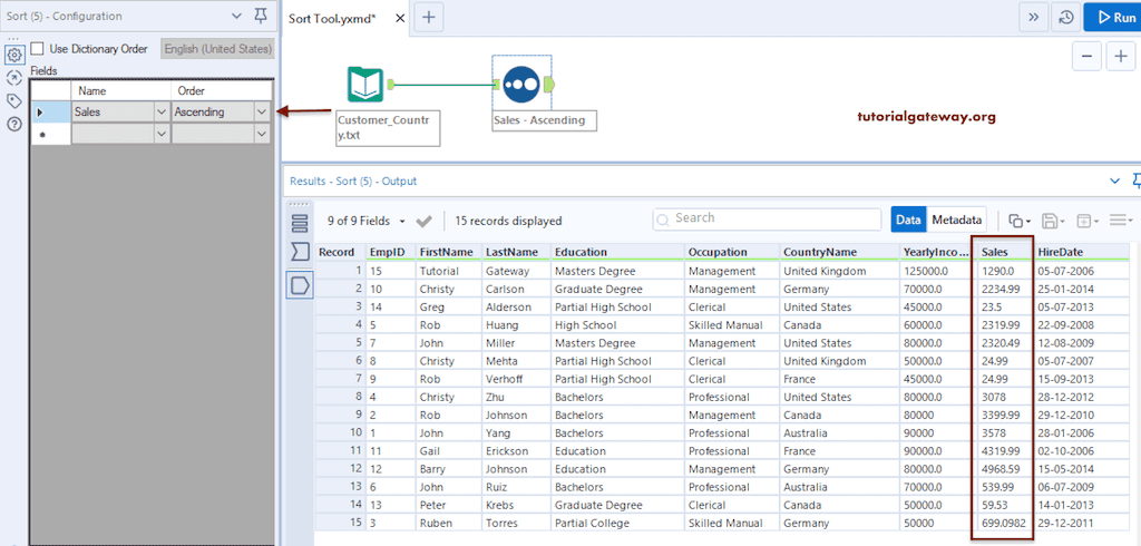 Sort Tool - Ascending and Descending 9