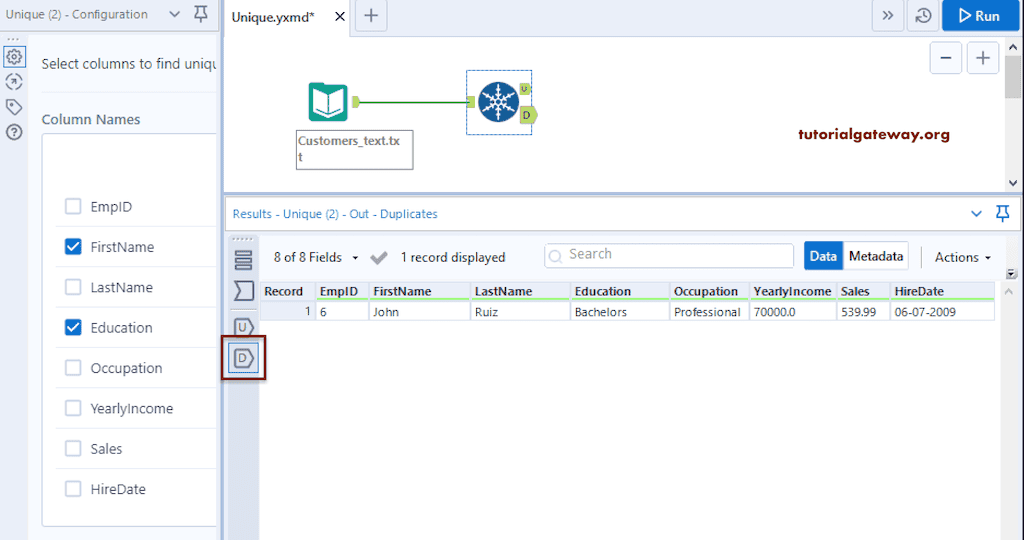 Unique Tool Duplicate records 7
