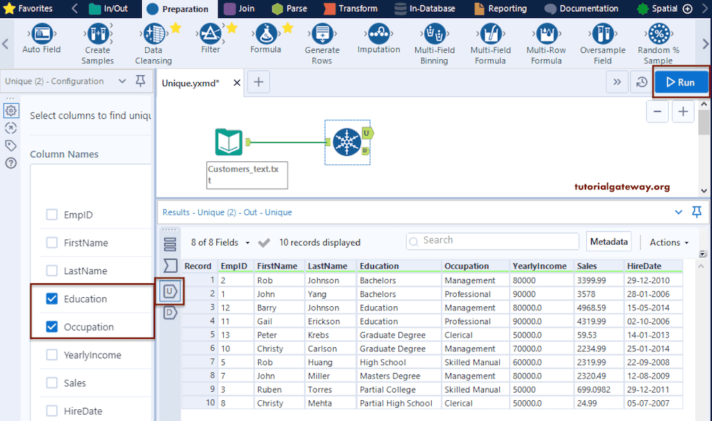 Unique or Distinct records Tool 8