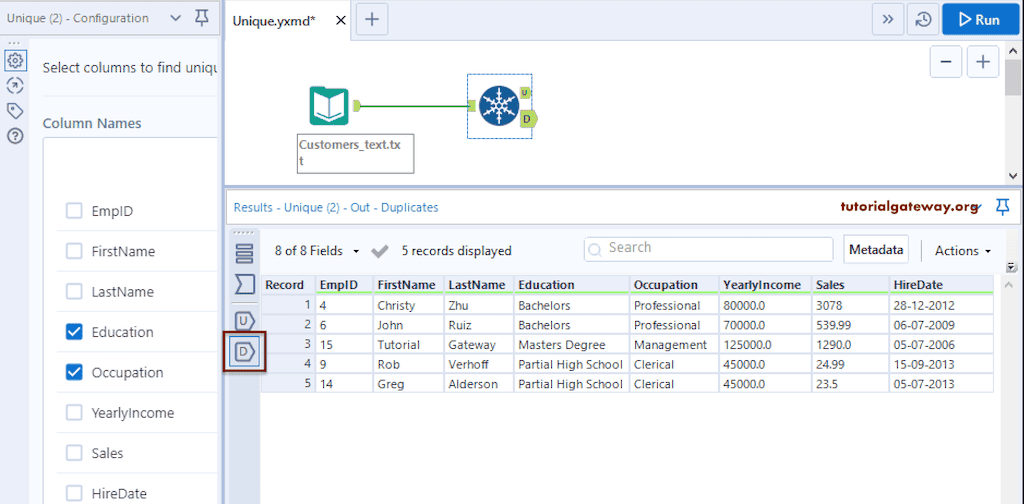 Unique or Distinct and Duplicate records Tool 8