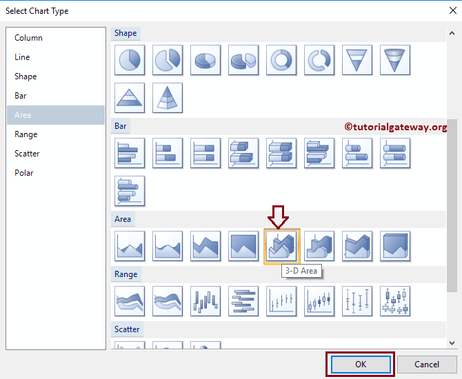 Select 3D Area Chart Type