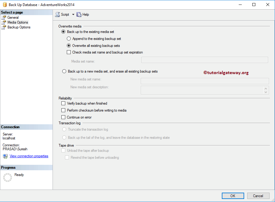 Full Backup Database to BAK File