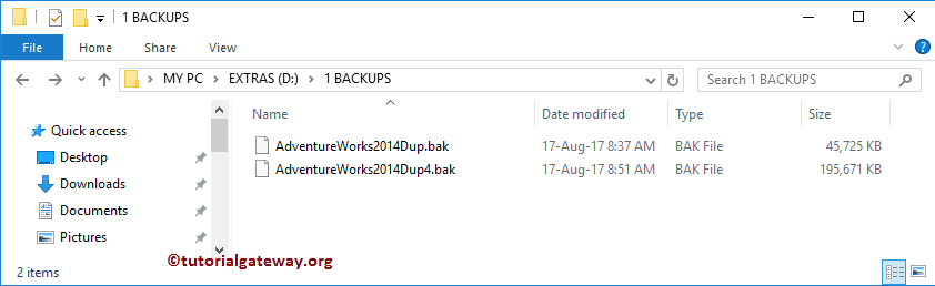 Backup SQL Database To DISK 1