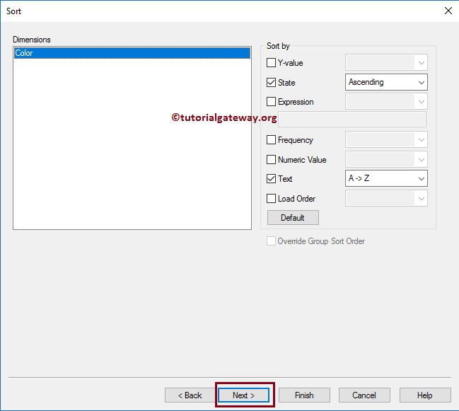 Choose Sort Dimension (color) 9