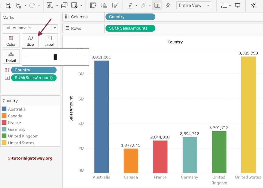 Change the Tableau Bar Chart Size