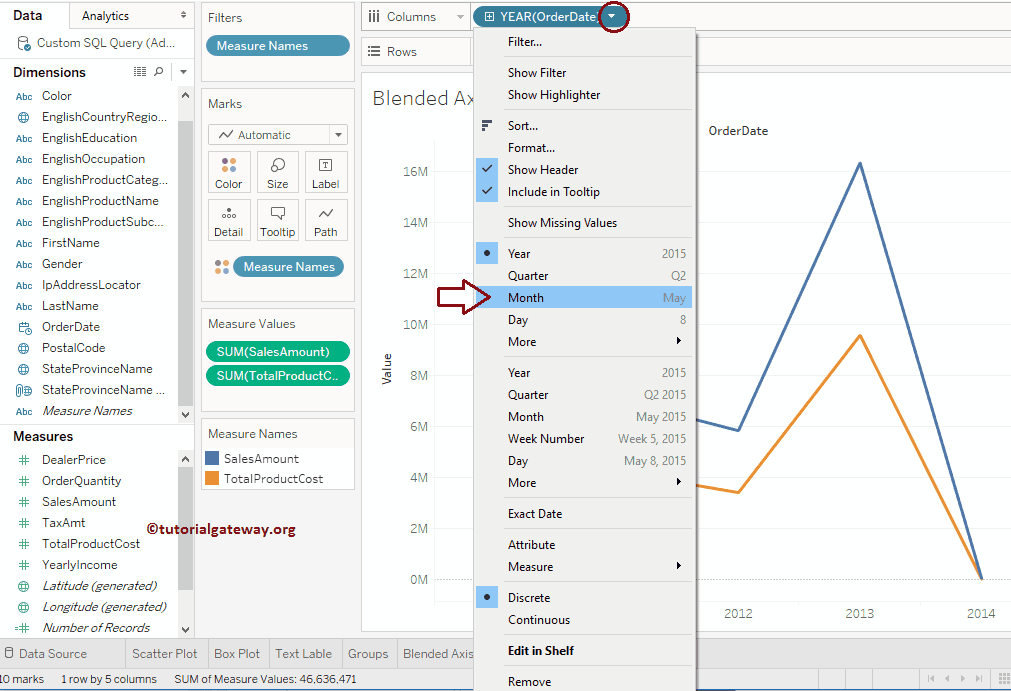 Blended Axis in Tableau 7