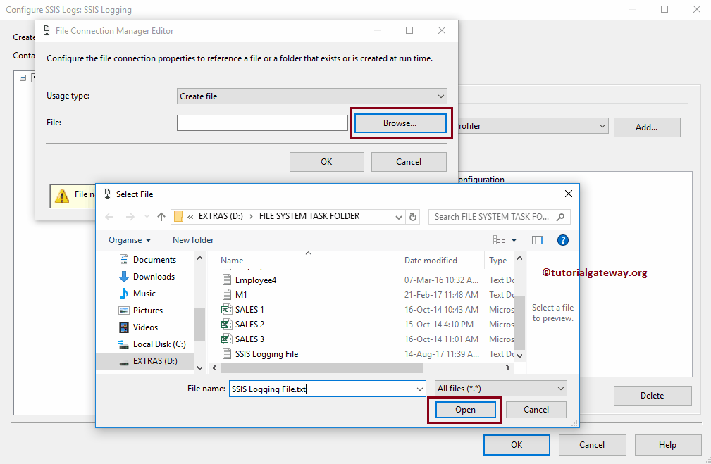 Browse Text file to store information