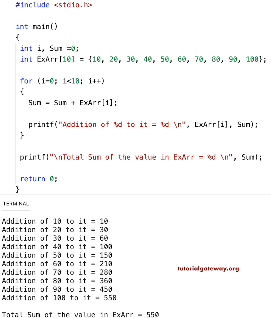 One Dimensional Array in C Programming