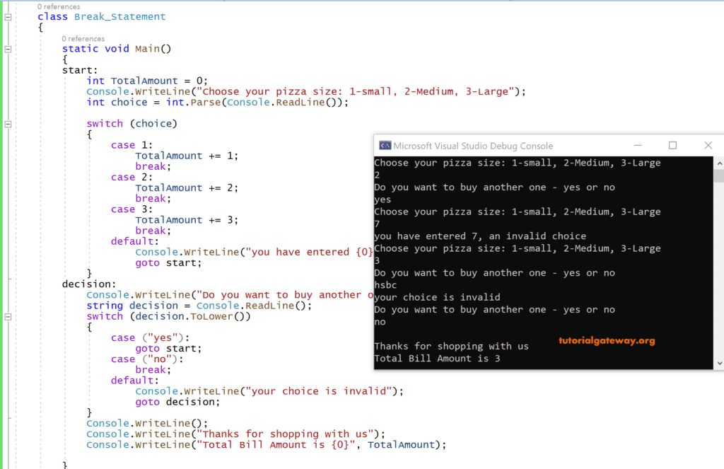 Break Statement Example