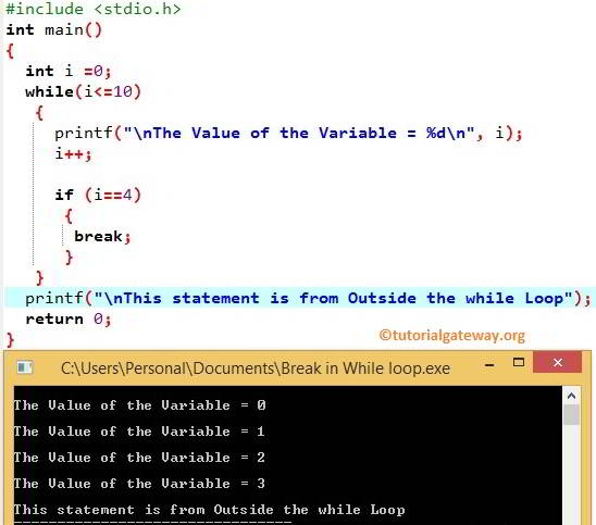 Break statement Example 2