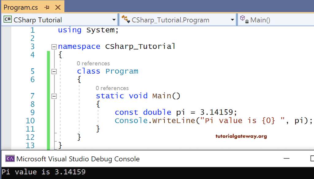 Constant Const Example