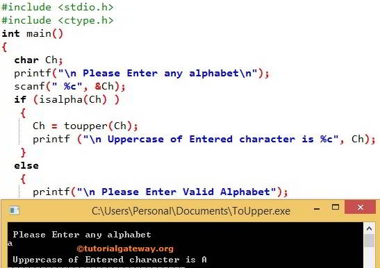 C Program to Convert Character to Uppercase 1