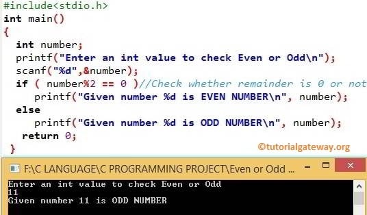 Program to Check Odd or Even using If Else statement