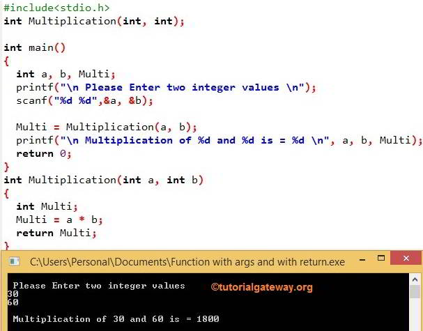 Types of Functions in C Programming Example