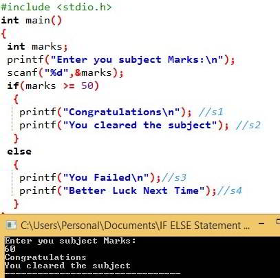 If Else Statement Output 1