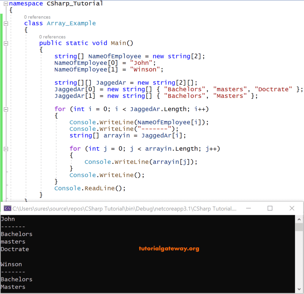 Jagged Array Example 
