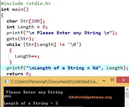 Program to find the Length of a String Without Using strlen