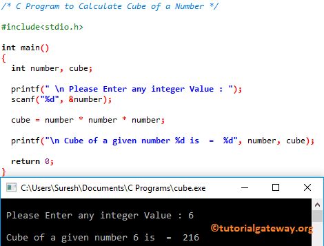 C Program to Calculate Cube of a Number 1
