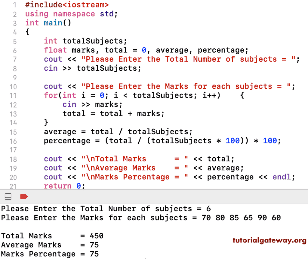 C++ Program to Calculate Student Marks