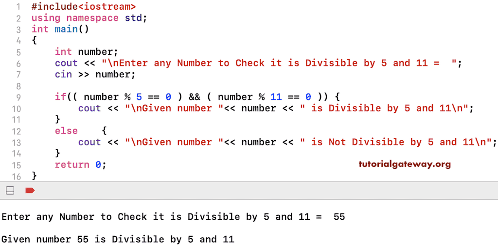 C++ Program to Check Number is Divisible by 5 And 11