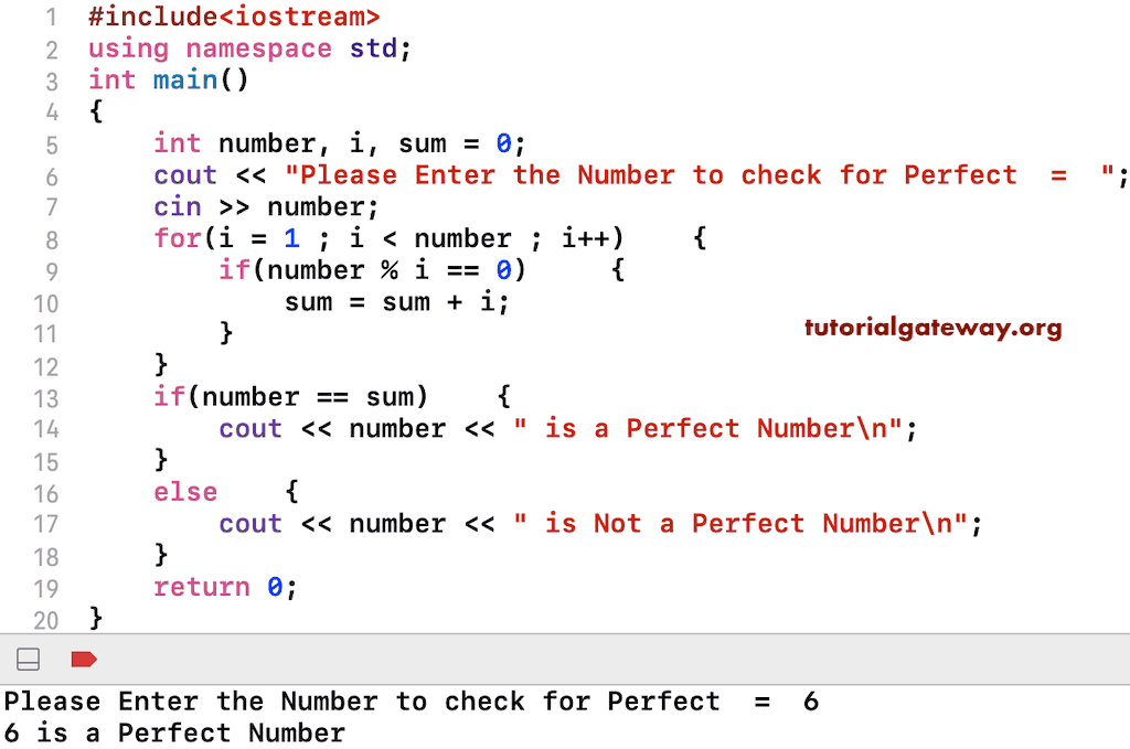 C++ Program to Check Perfect Number