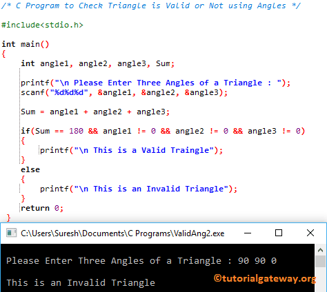 Program to Check Triangle is Valid or Not using Angles 3