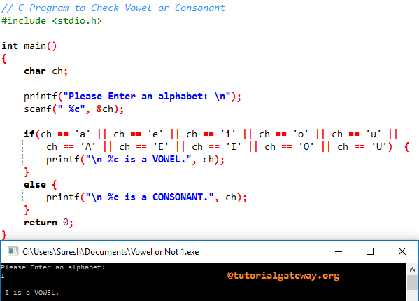 Program to Check Vowel or Consonant 1
