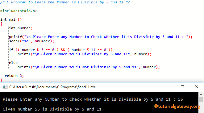 Program to Check the Number is Divisible by 5 and 11